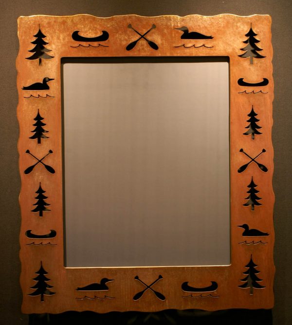 Canoe Paddle Loon Tree Cut Out Mirror